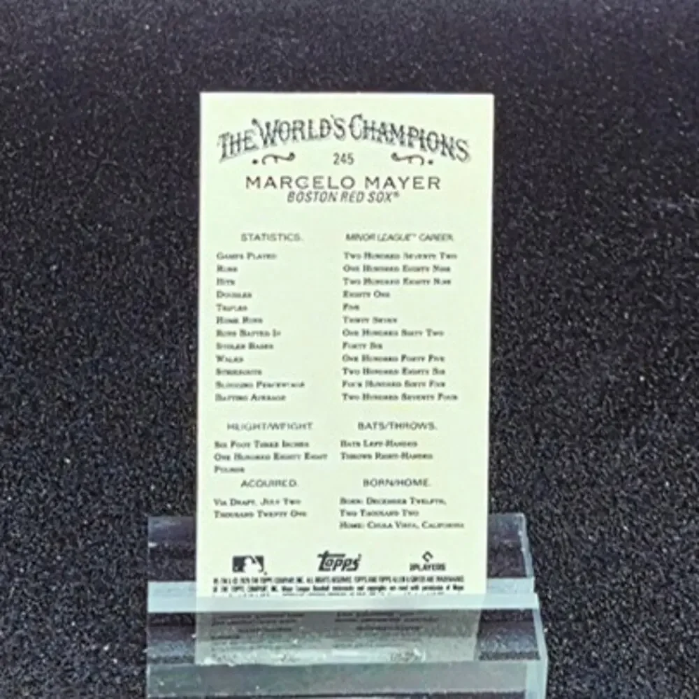 Marcelo Mayer Allen Ginter Black Mini Talisman RC Boston Red Sox Top Prospect